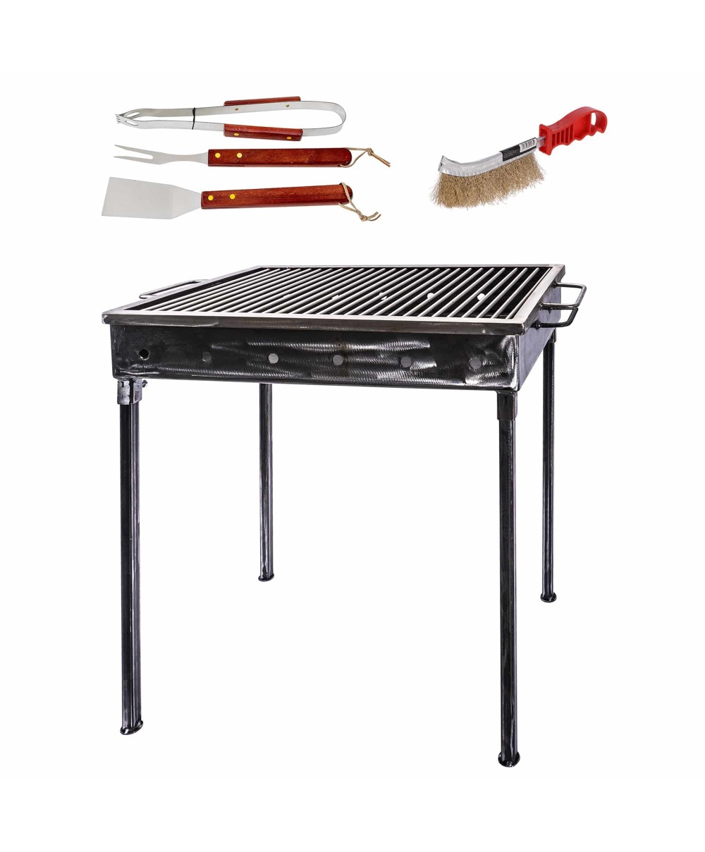 Pachet gratar metalic 50x35cm, sita inox (ZTS 5485) plus perie de sarma (ZLN 2264) plus 3 accesorii gratar (ZTS 8338) / ZTS 5485_1