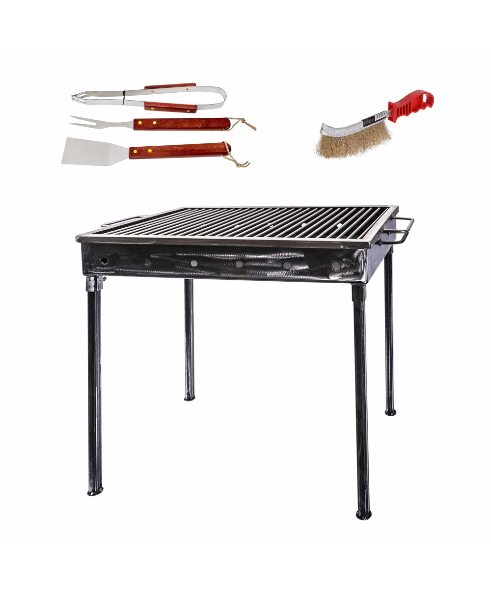 Pachet gratar metalic 60x40cm, sita inox (ZTS 5484) plus perie de sarma (ZLN 2264) plus 3 accesorii gratar (ZTS 8338) / ZTS 5484_1