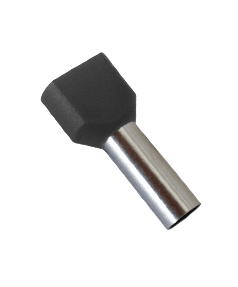 Pini dubli pentru cablu 2×1.5 mm, 100 bucăți, negri / EXT01-439-2