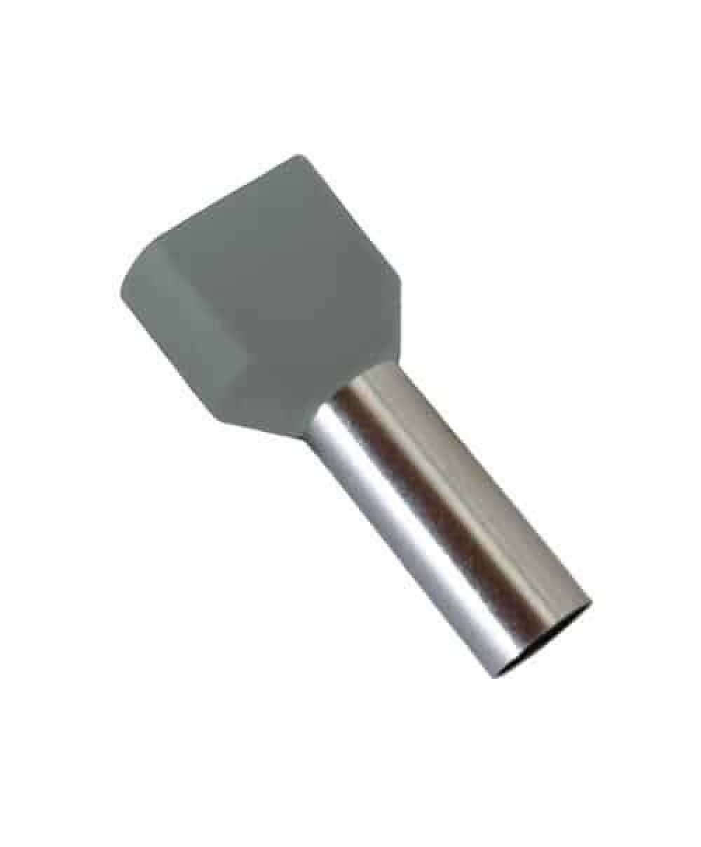 Pini dubli pentru cablu 2×2.5 mm, 100 bucăți, gri / EXT01-440-2