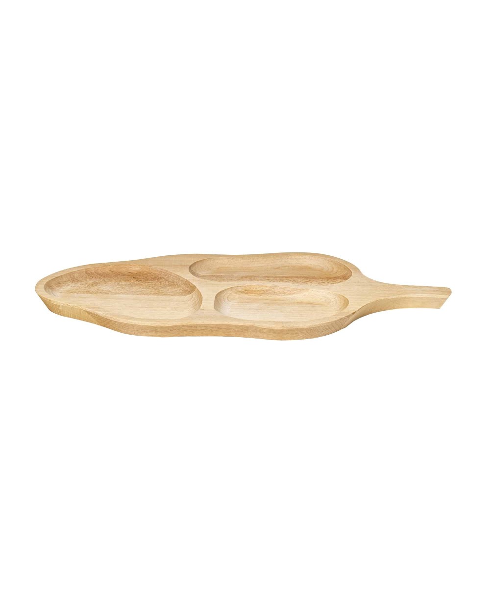 Platou pentru servire, din lemn de fag, in forma de frunza 49x24 cm / EXT 7261