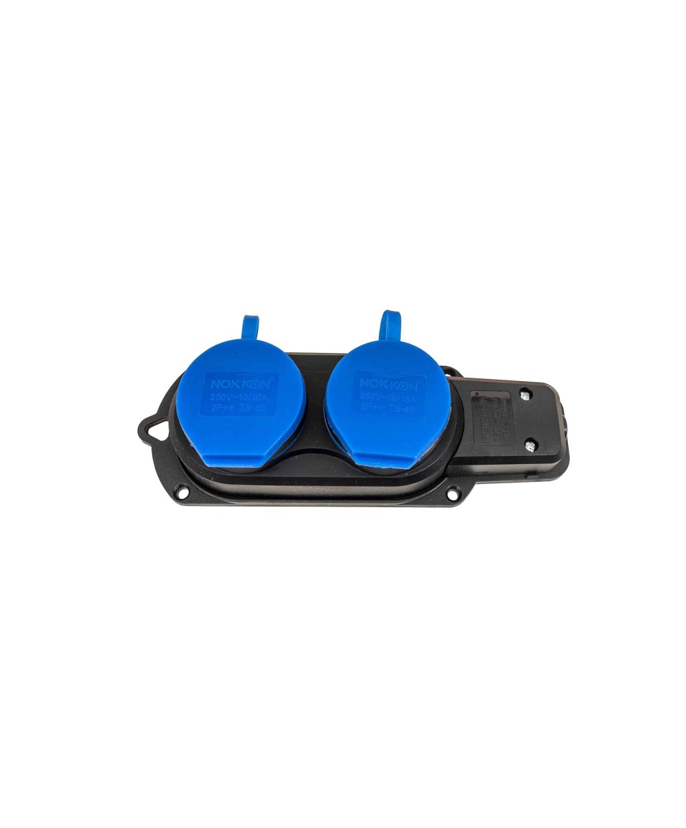 Prelungitor cauciucat pentru exterior, cu 2 lacasuri, 10A-16A, 250V, fara cablu / ZTS9063