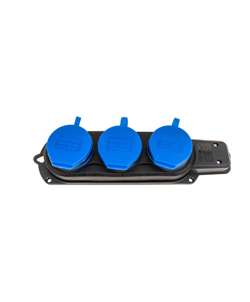 Prelungitor cauciucat pentru exterior, cu 3 lacasuri, 10A-16A, 250V, fara cablu / ZTS9064