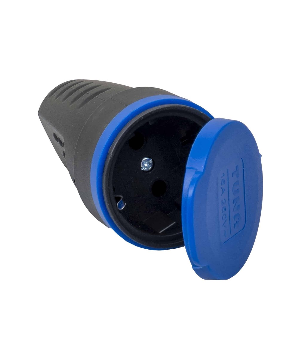 Prelungitor cauciucat pentru exterior, cu un lacas, 16A, fara cablu Z-TOOLS, negru / ZTS 8414