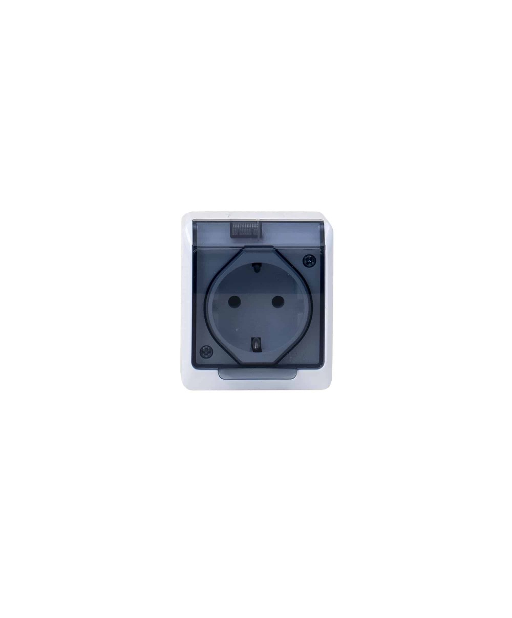 Priza simpla cu capac transparent HERMES, 16A/250, IP44 / ELPL-0324-01