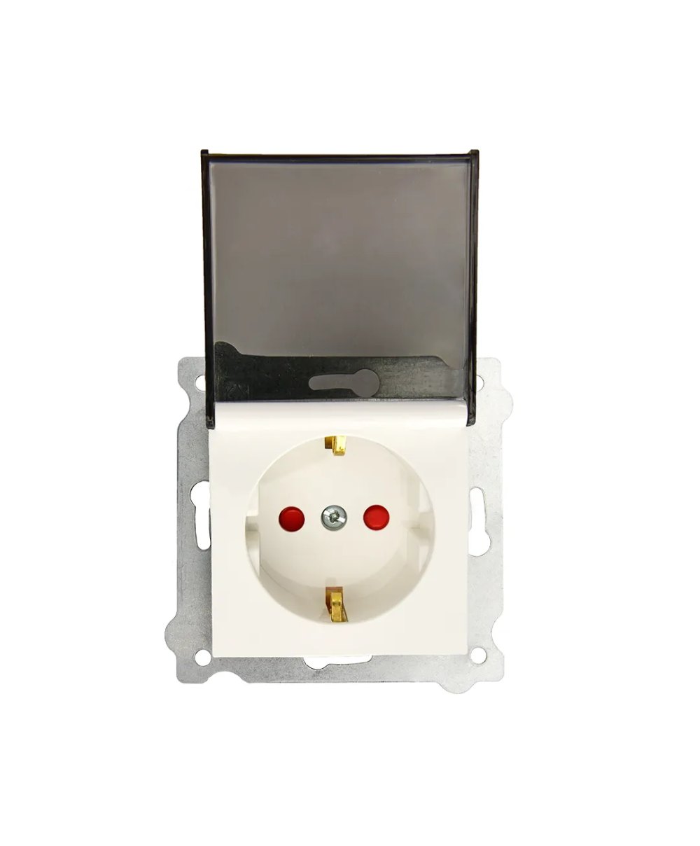 Priza simpla incastrata, cu capac 16A, 250V, SCHUKO EXEN alb / 290-000103-240