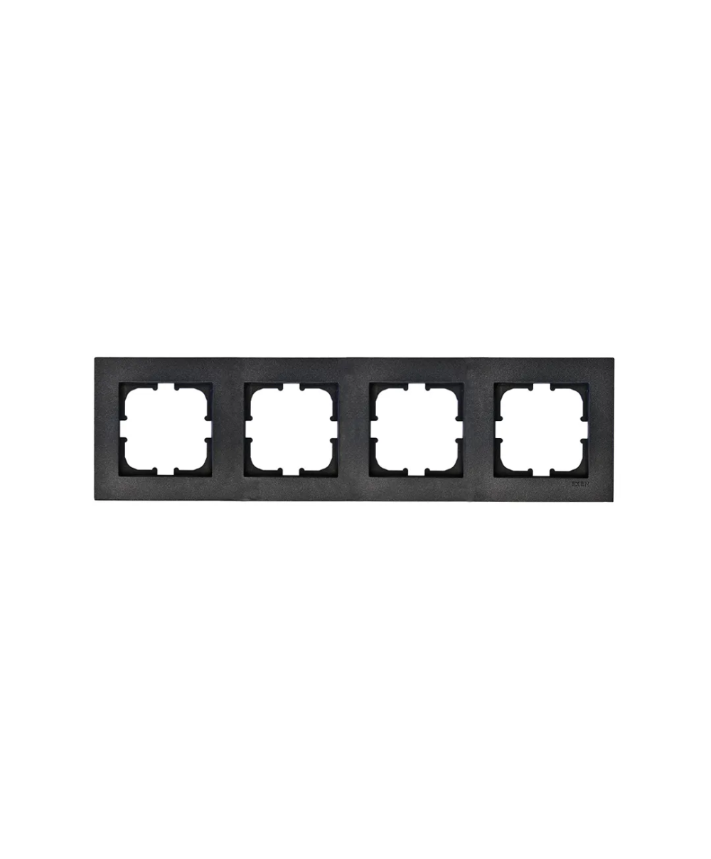 Rama pentru priza cu 4 locuri KARELL EXEN, negru / 200-140000-104