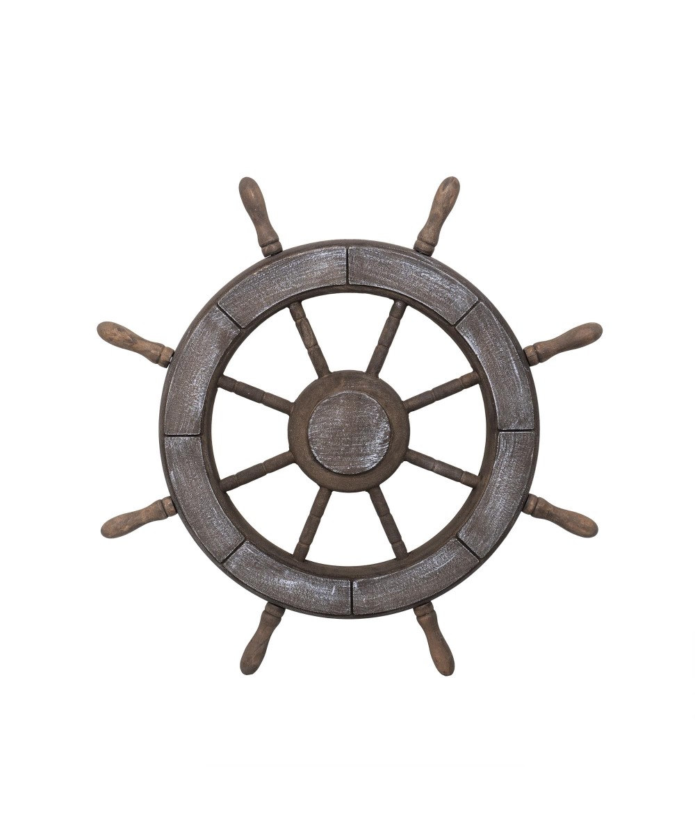 Roata decorativa din MDF, diametru roata 50cm, model carma marinar, maro / ZTS 8039
