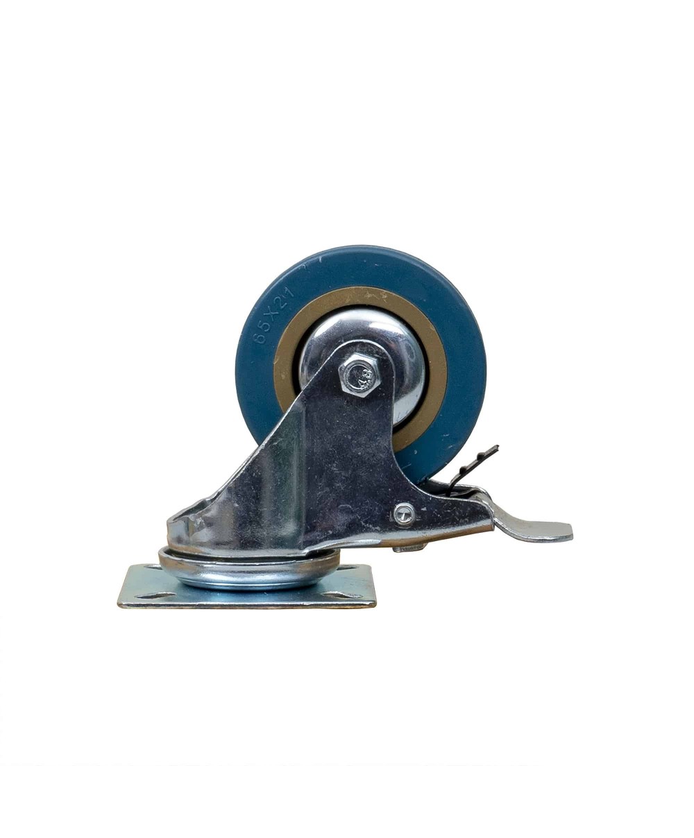Roata pentru mobila, rola de cauciuc, pivotanta cu frana 2.5 inchi, albastru Z-TOOLS / ZTS 8121