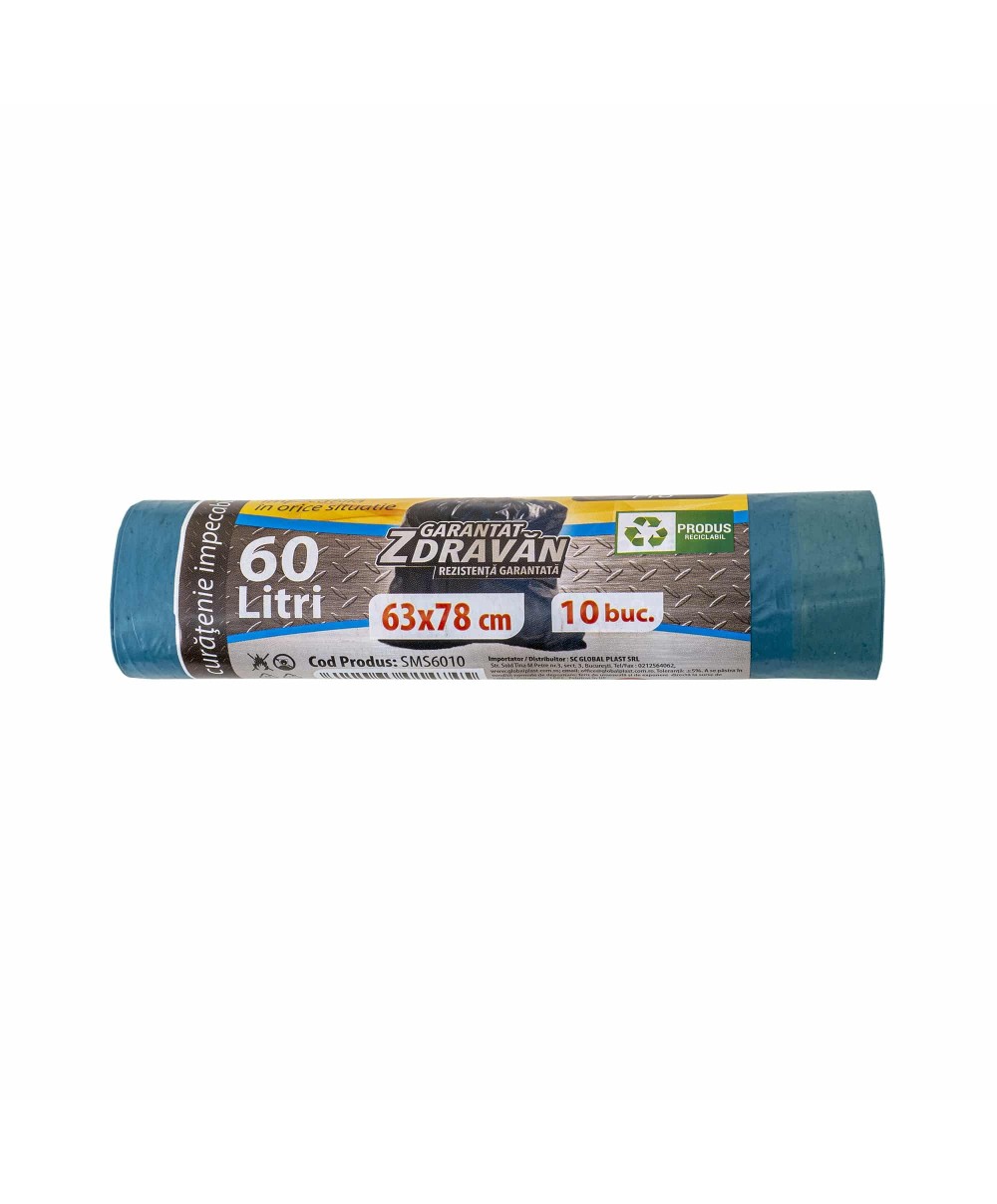 Saci menajeri cu snur, 60L, 10buc Z-TOOLS / EXT 10542