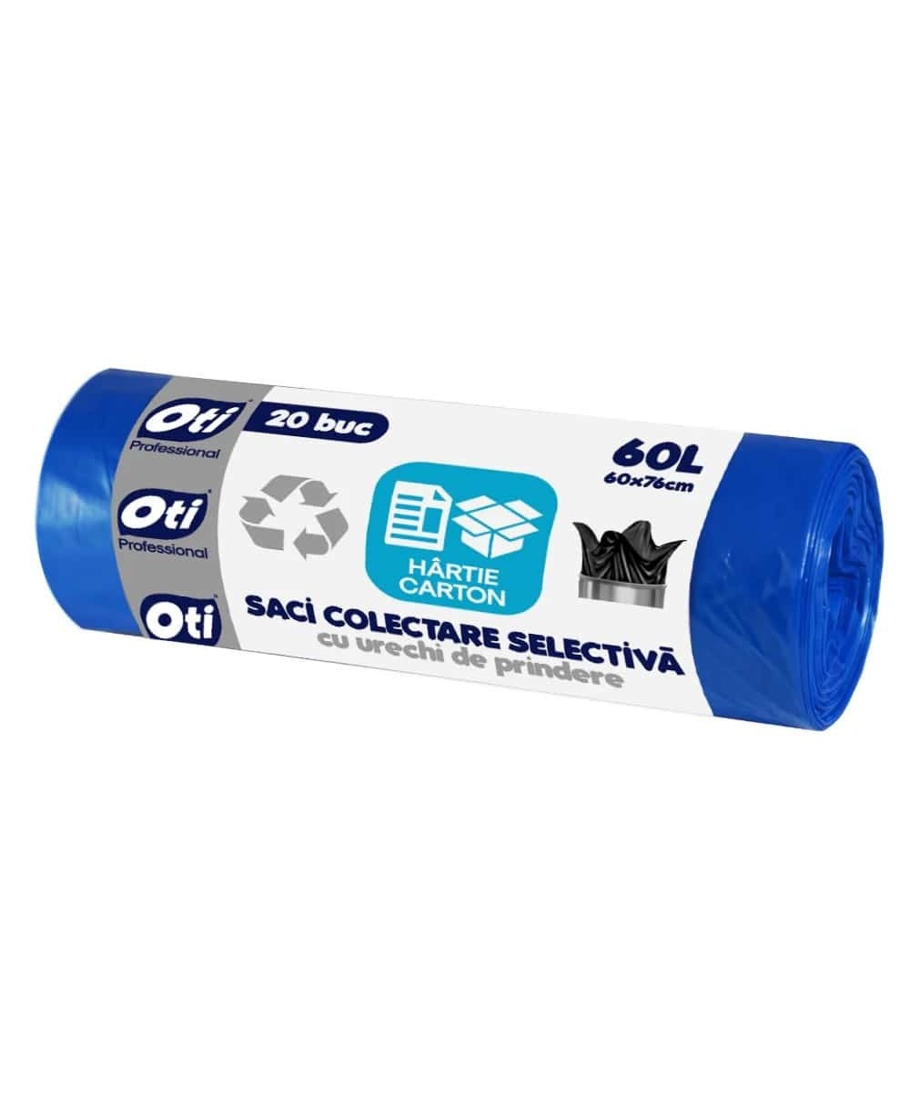 Saci menajeri pentru colectarea selectiva, hartie-carton, 60l, 20buc albastru OTI / OTI021490