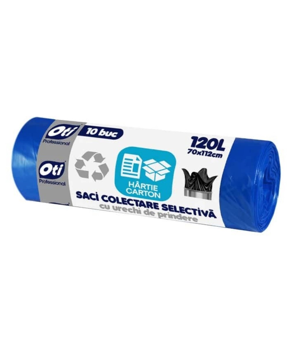 Saci menajeri pentru colectarea selectiva, hartie-carton, 120l, 10buc albastru OTI / OTI021328