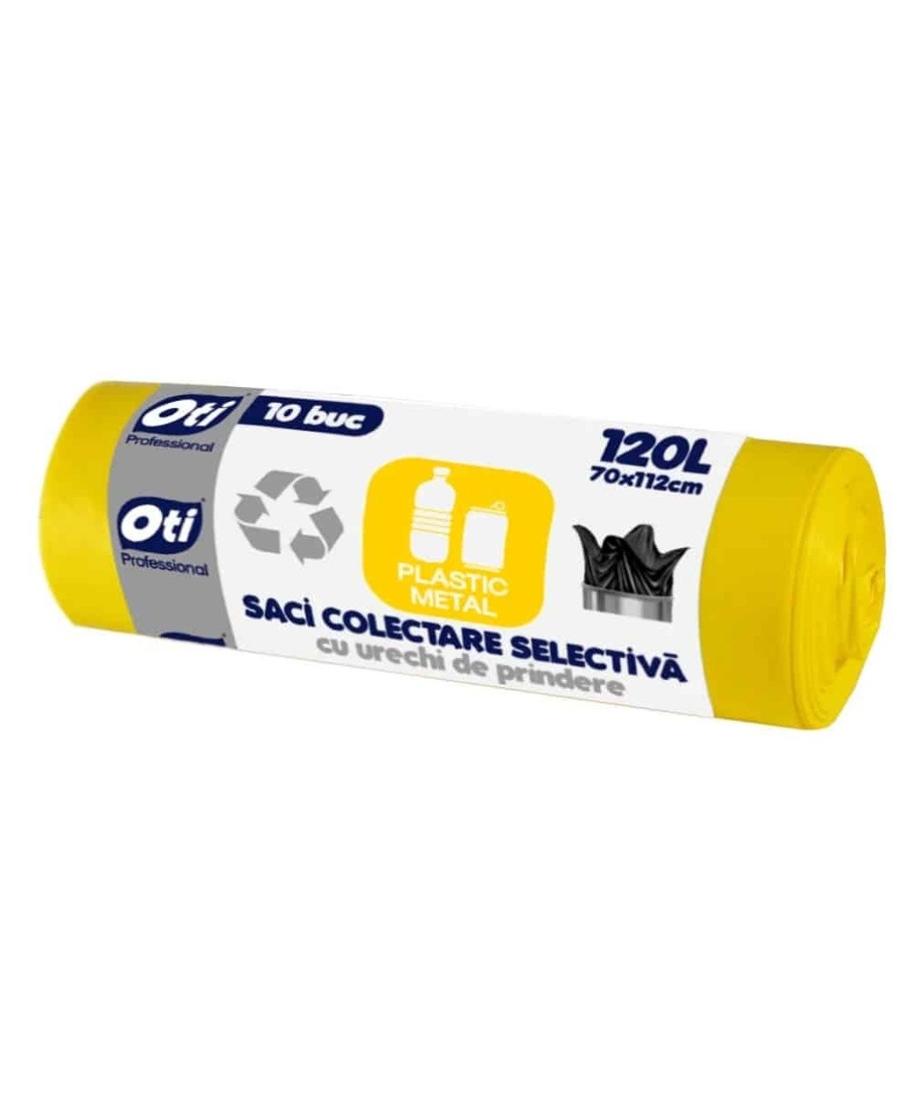 Saci menajeri pentru colectarea selectiva, plastic-metal, 120l, 10buc galben OTI / OTI021326