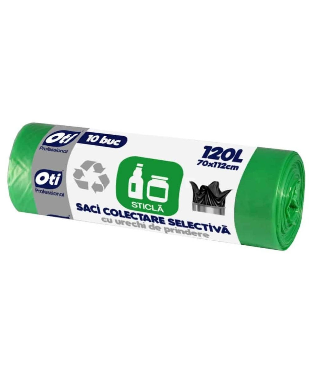 Saci menajeri pentru colectarea selectiva, sticla, 120l, 10buc verde OTI / OTI021327