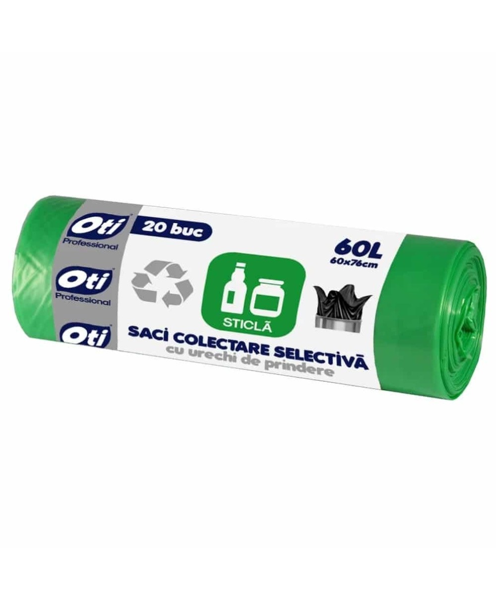 Saci menajeri pentru colectarea selectiva, sticla, 60l, 20buc verde OTI / OTI021489