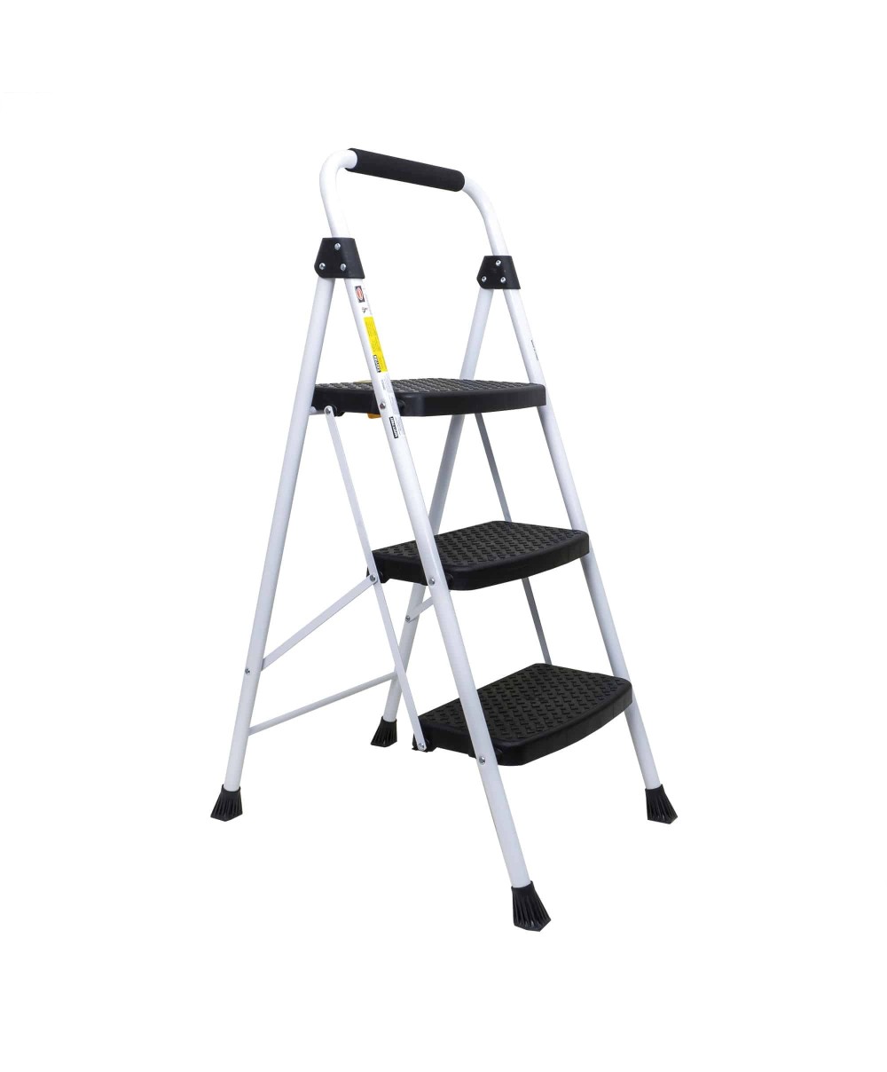 Scara metalica cu 3 trepte late, pliabila alb Z-TOOLS / ZTS 8091