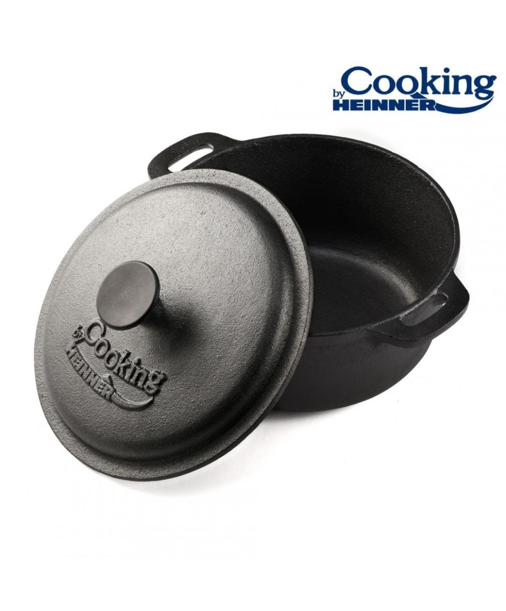 Semioala din fonta pura cu capac, 24x10.8cm, capacitate 3.8L HEINNER / DCN49295
