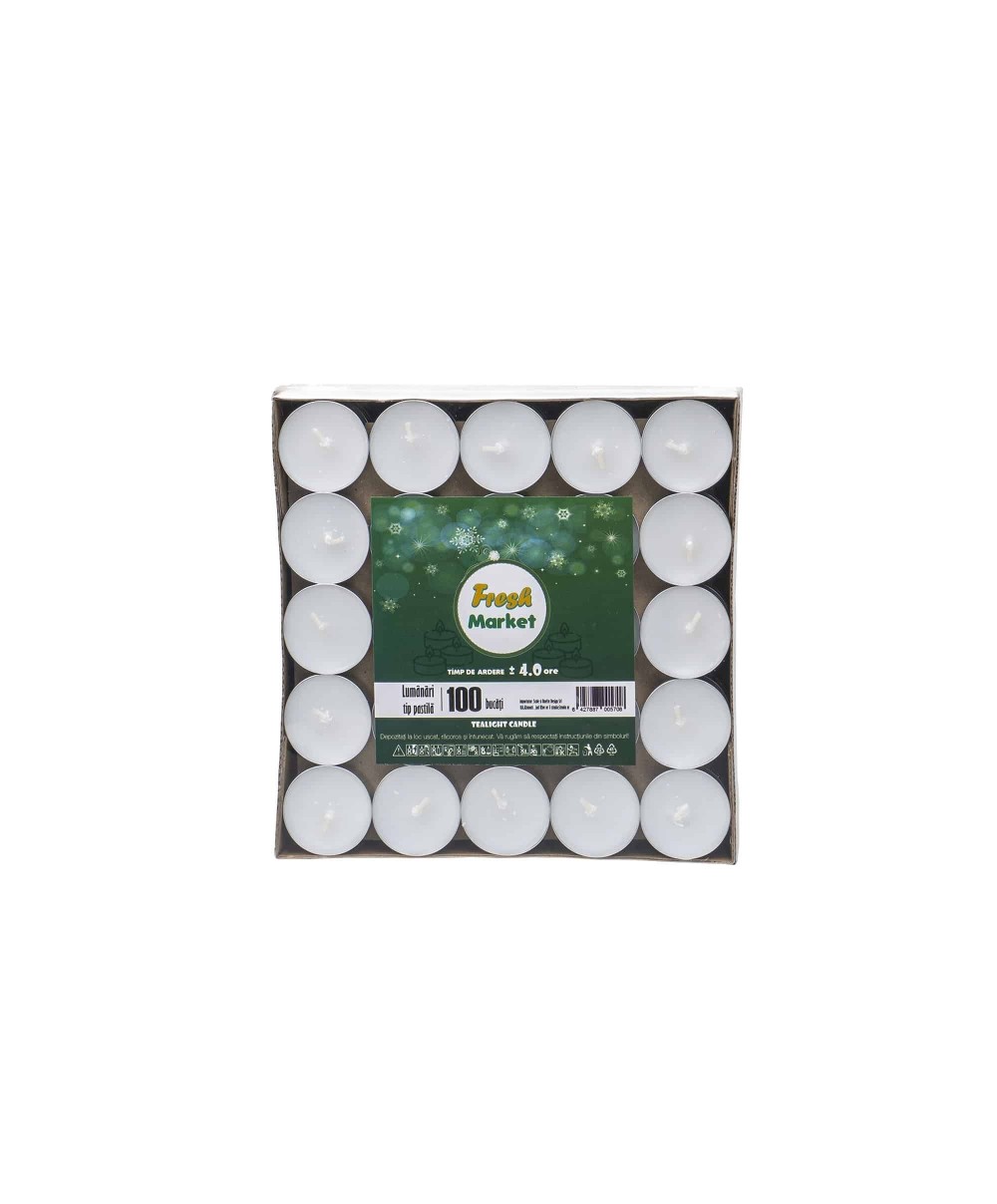Set 100 lumanari decorative, 14gr, timp de ardere 4h, Z-TOOLS, alb / ZTS 8450