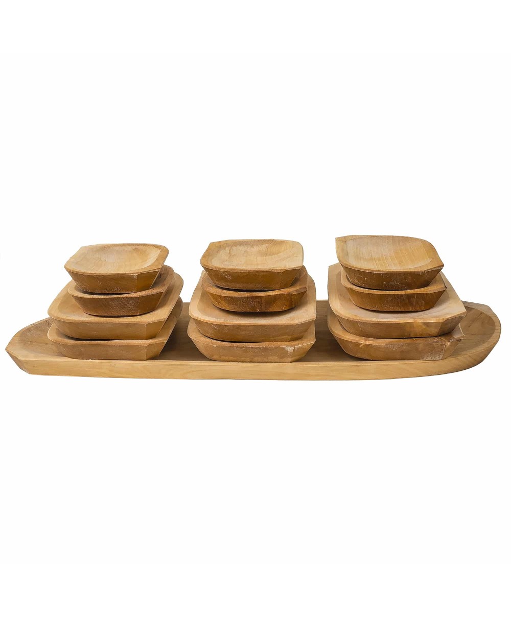 Set 13 platouri din lemn de arin pentru servire, 60x24x2.5cm / 1463