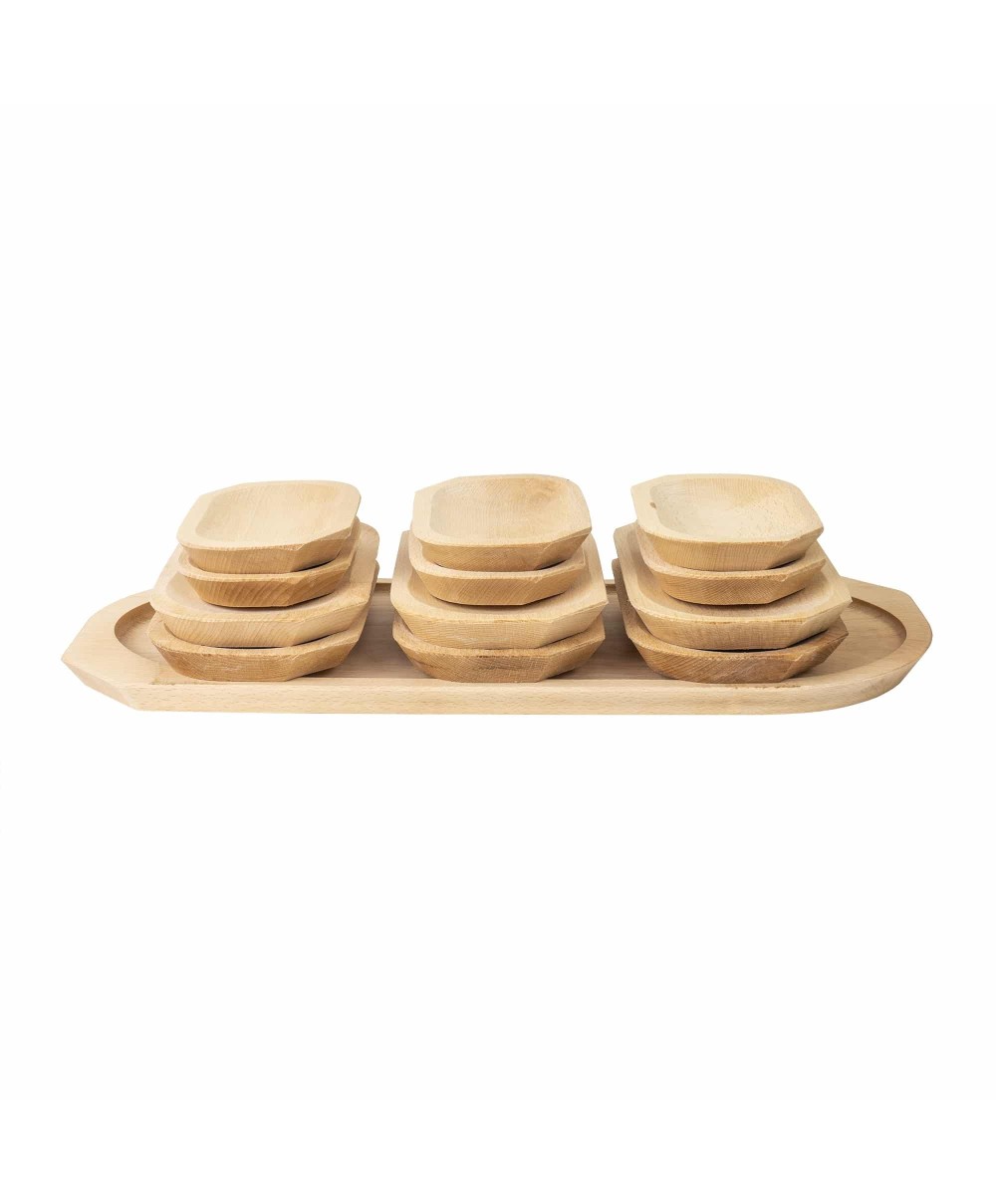 Set 13 platouri din lemn de fag pentru servire, 55x22x2.5cm / EXT 7233