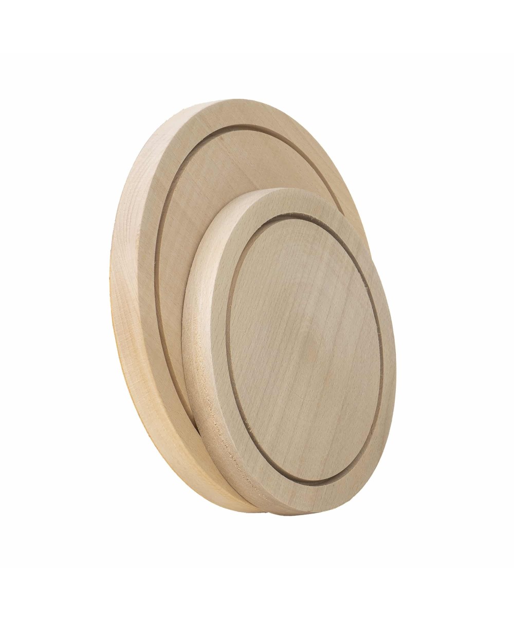 Set 2 bucati tocator rotund din lemn de fag, grosime 2 cm / EXT 6069