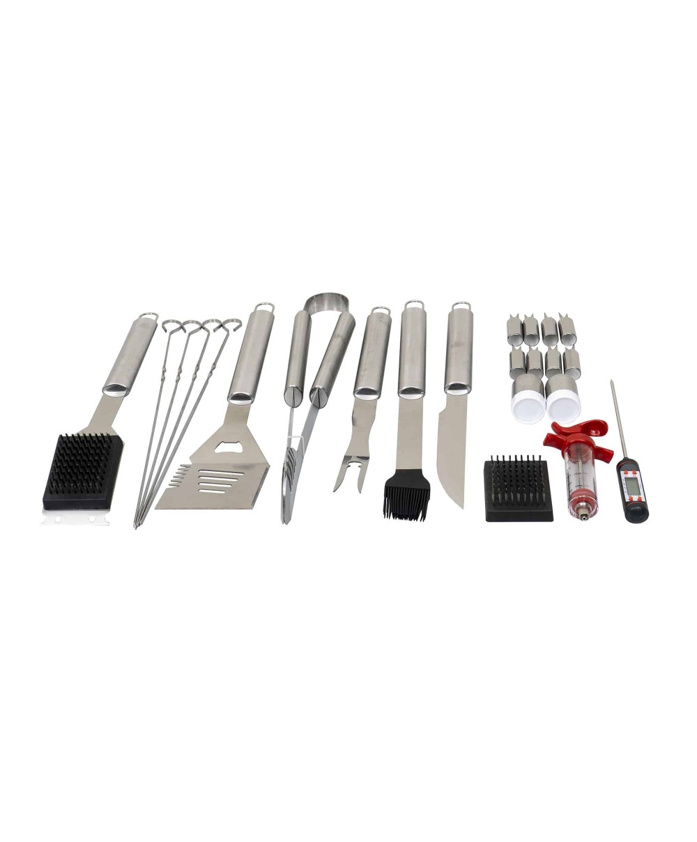 Set 24 piese din inox, pentru gratar plus borseta depozitare / ZTS 8325