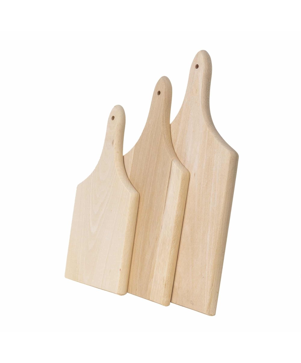 Set 3 bucati tocator cu maner din lemn de fag, grosime 20mm / EXT 6067