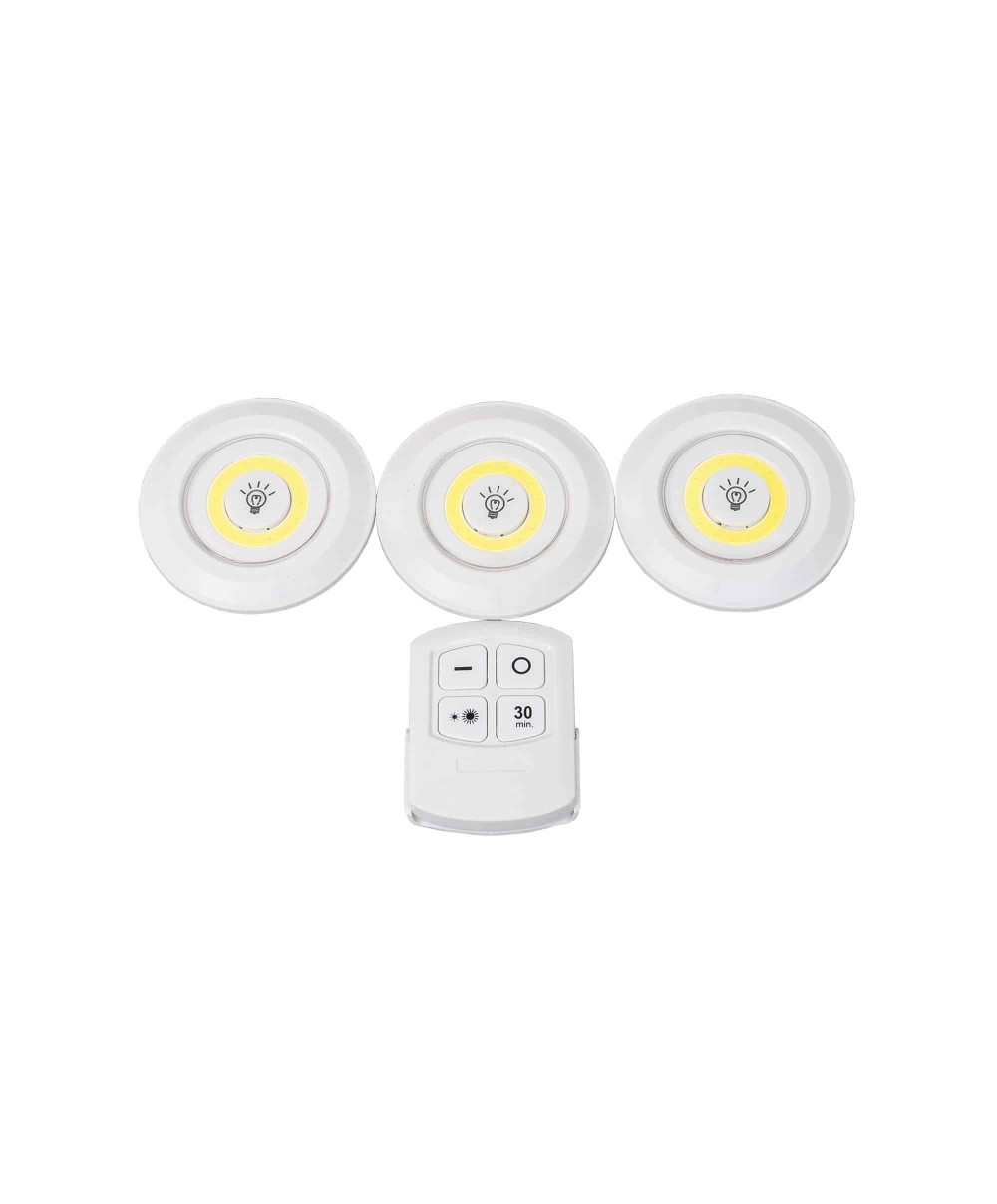 Set 3 lampi cu LED si telecomanda pentru mobila, autoadezive, rotund Z-TOOLS / ZTS 8221