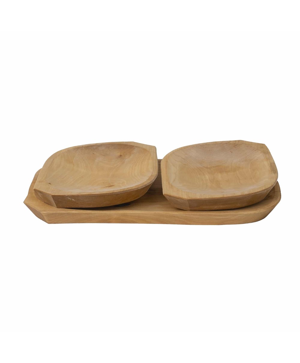 Set 3 platouri din lemn pentru servire, 38x22x2.5cm / 1451