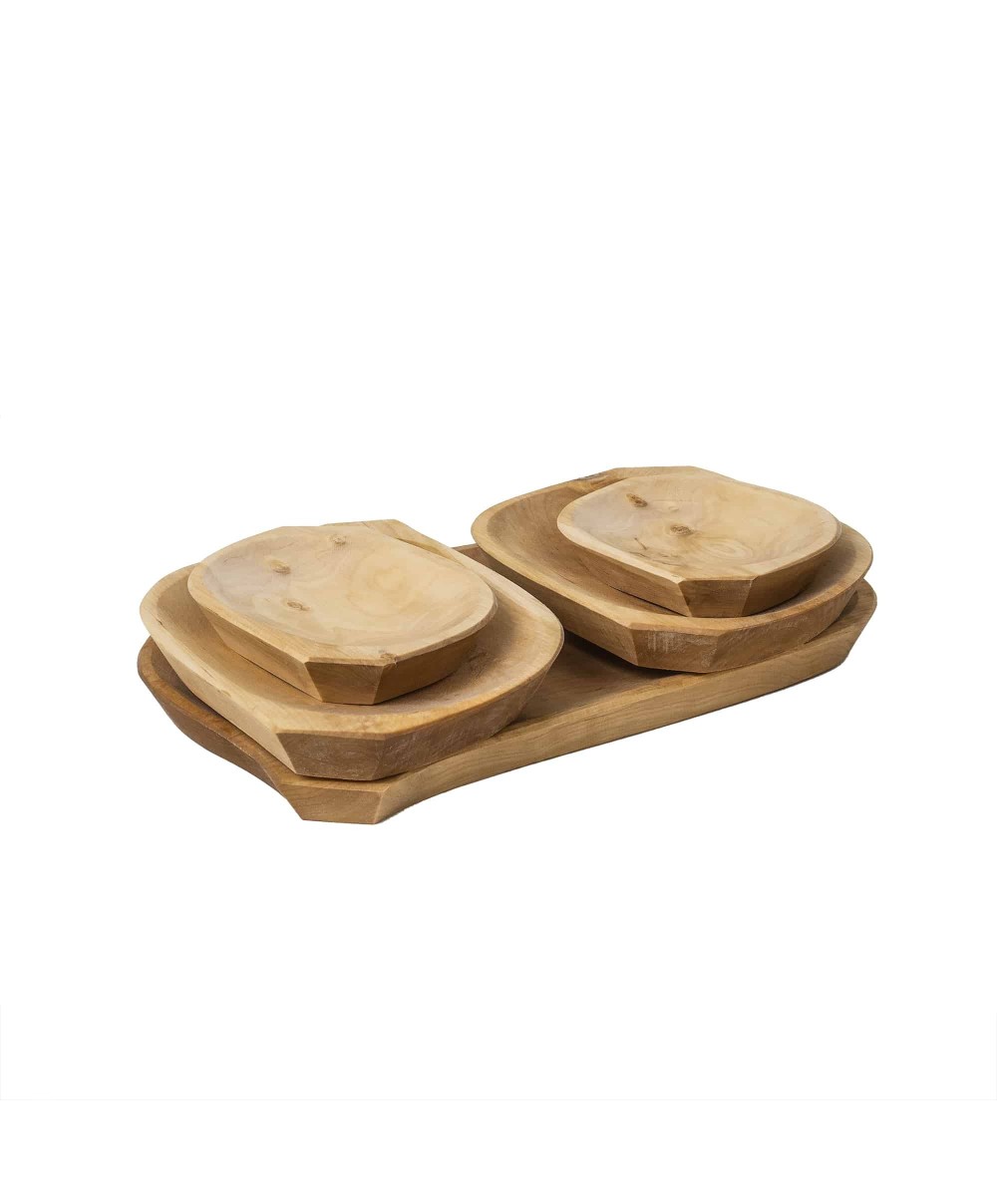 Set 5 platouri din lemn pentru servire, 37x23x2.5cm / 1464