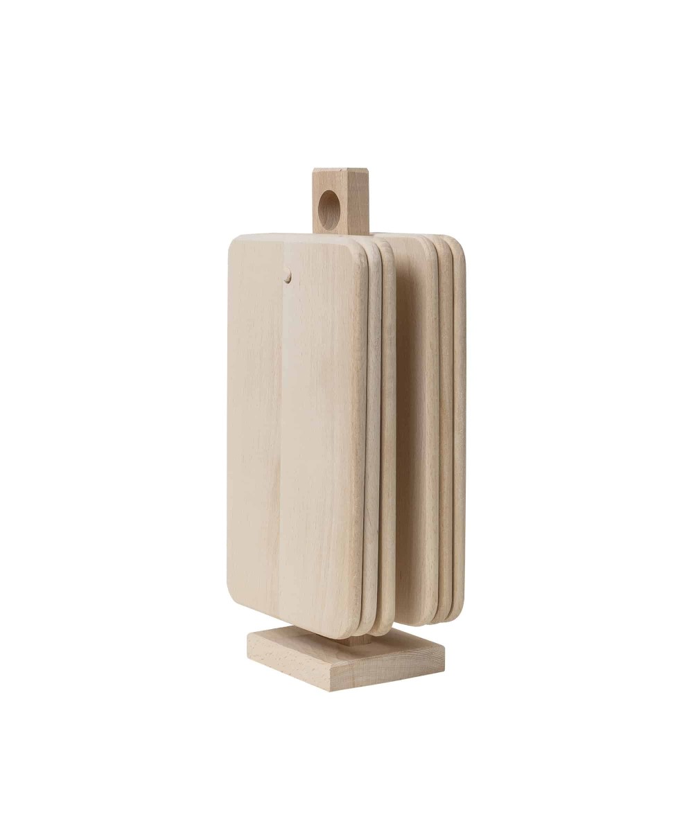 Set 6 tocatoare din lemn de fag, dreptunghiulare cu suport vertical / EXT 10167