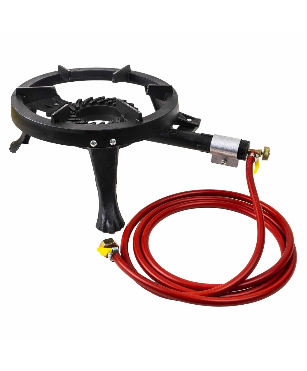 Set arzator rotund, pirostrie din fonta, (ZTS 5442) diametru 33cm, 2.5m furtun, 2 coliere, stut butelie / SET 30042