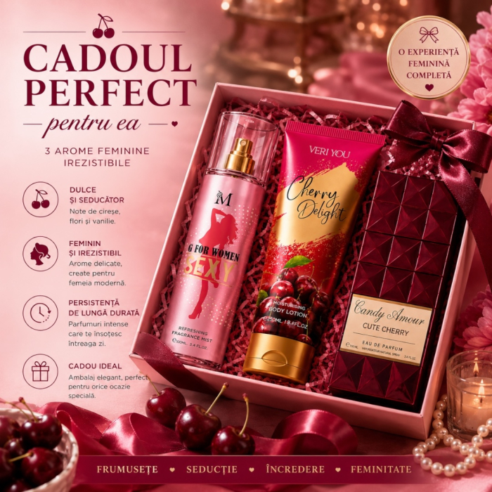 Apa de parfum Set Cadou Femei Cherry – G For Women Sexy, Cherry Delight &amp; Candy Amour | Montage Brands 5
