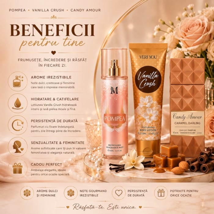 Apa de parfum Set Cadou Femei cu Arome Dulci – Pompea, Vanilla Crush &amp; Candy Amour | Montage Brands 4