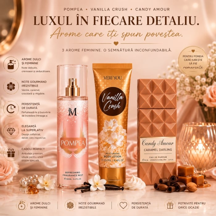 Apa de parfum Set Cadou Femei cu Arome Dulci – Pompea, Vanilla Crush &amp; Candy Amour | Montage Brands 3