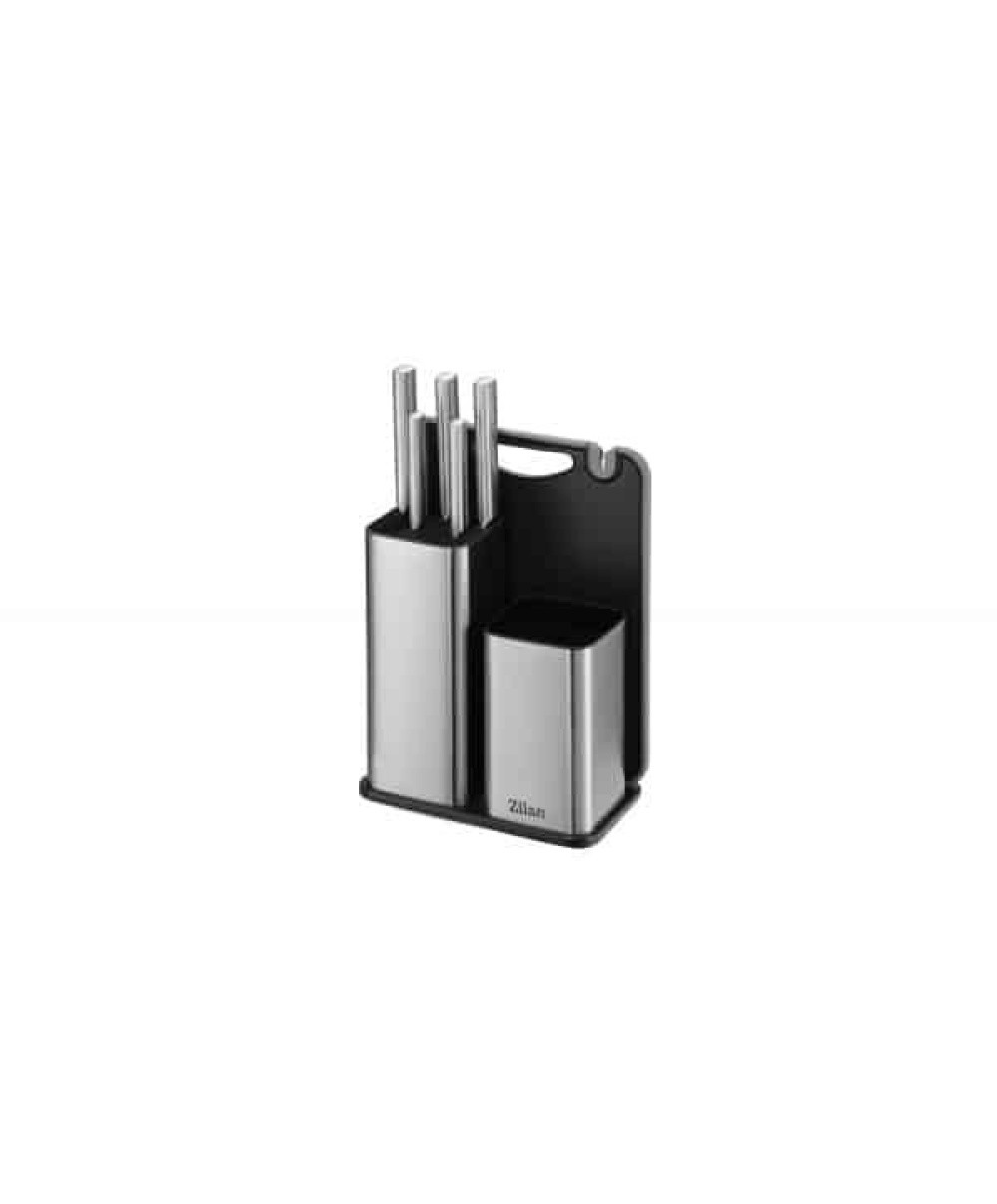 Set cutite 7 piese din otel inoxidabil, cu suport si tocator ZILAN / ZLN 1627