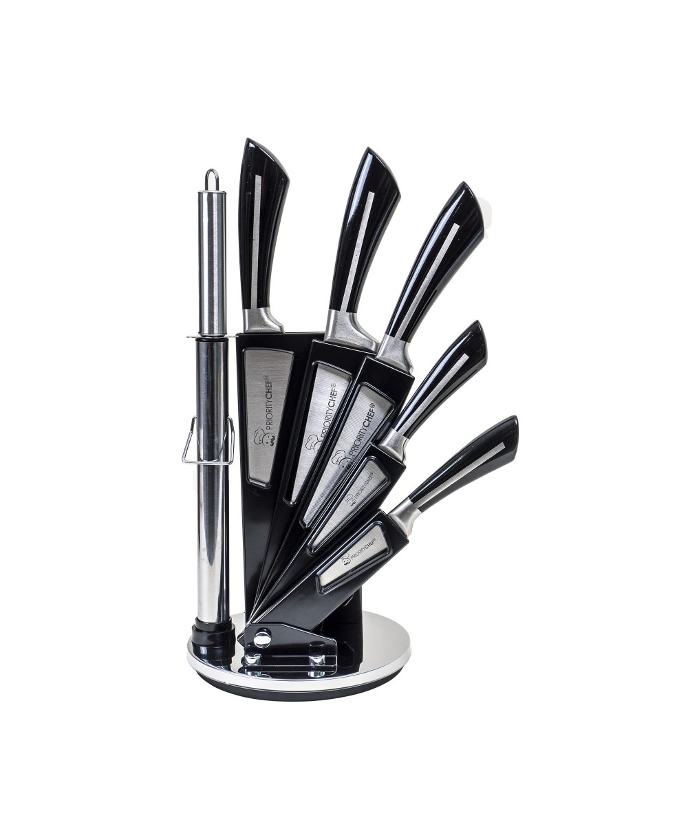 Set cutite cu suport, 8piese, inox, negru / CC9808