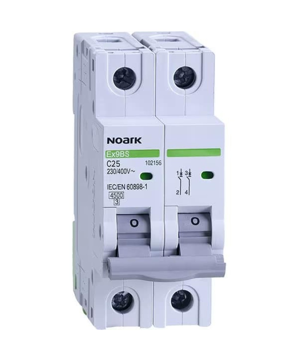 Siguranță automată, 2 poli, 10A, 500V DC, Noark, gri / 110085