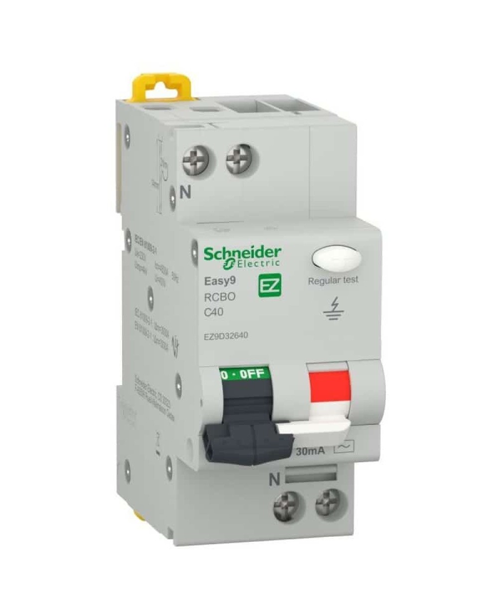 Siguranță diferențială combinată, 40A, 30mA, 4.5kA, Schneider, alb / EZ9D32640