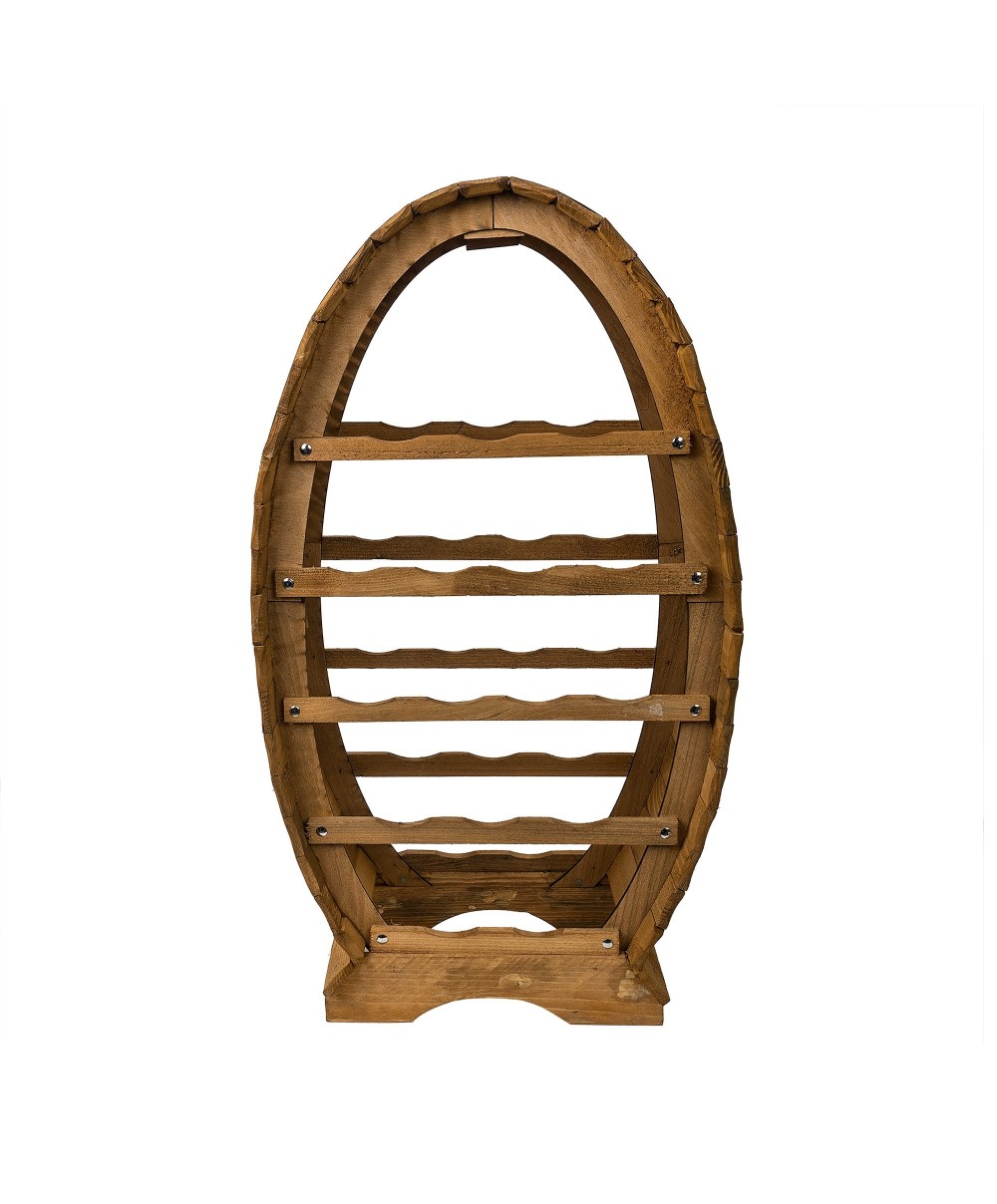 Suport 16 sticle de vin, din lemn de brad, inaltime 76cm / EXT 5646
