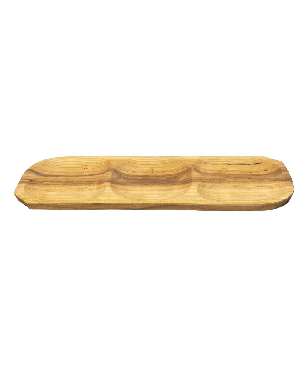 Tava din lemn de cires cu 5 compartimente, 66x26cm / EXT 10714