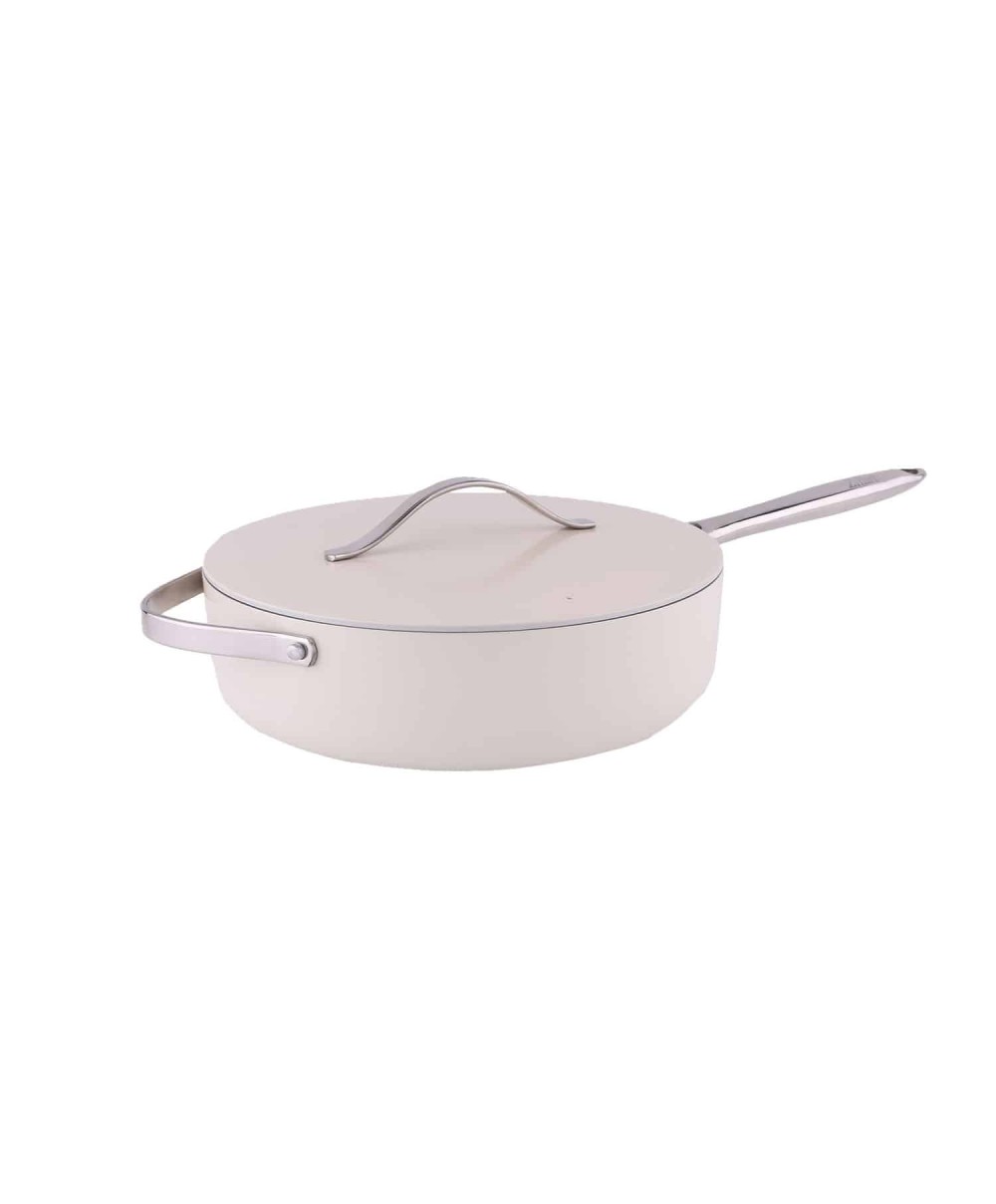 Tigaie inalta cu capac ZILAN, interior din ceramica, diametru 28cm, crem / ZLN 0880