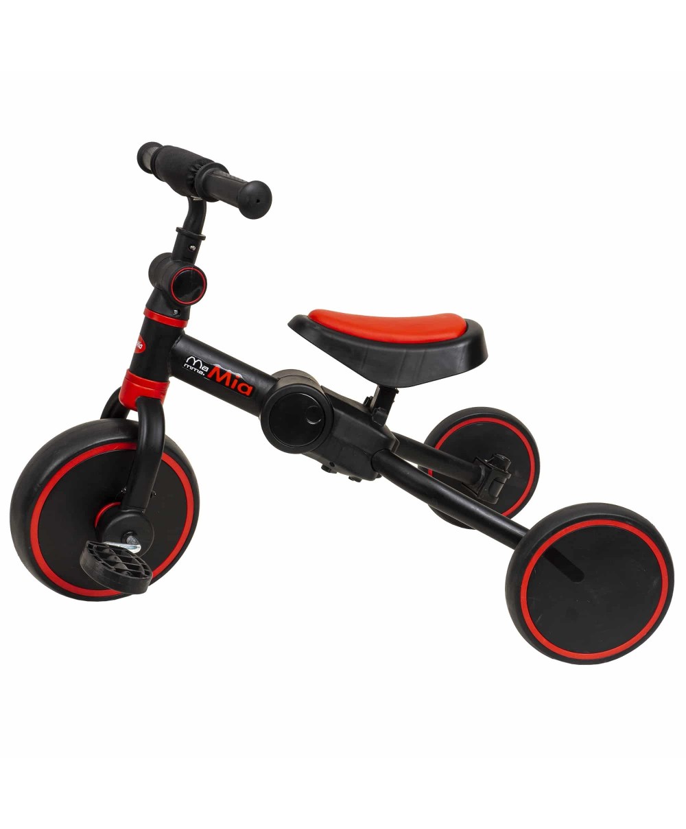 Tricicleta pliabila 2 in 1 pentru copii, reglabila, negru-rosu / ZTS8483