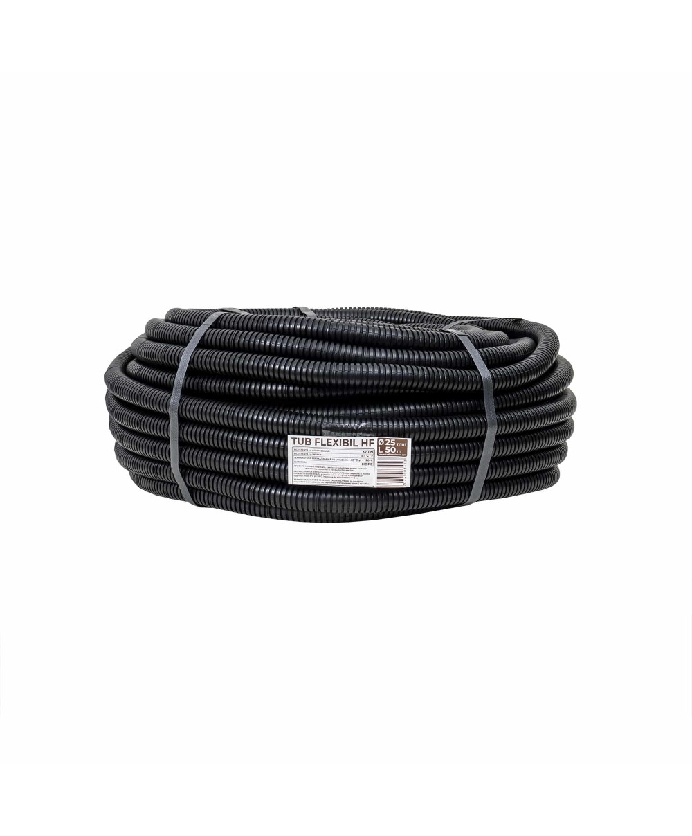 Tub flexibil, copex, din PVC fara fir de tragere, diametru 25mm, lungime 50m / EXT 10805