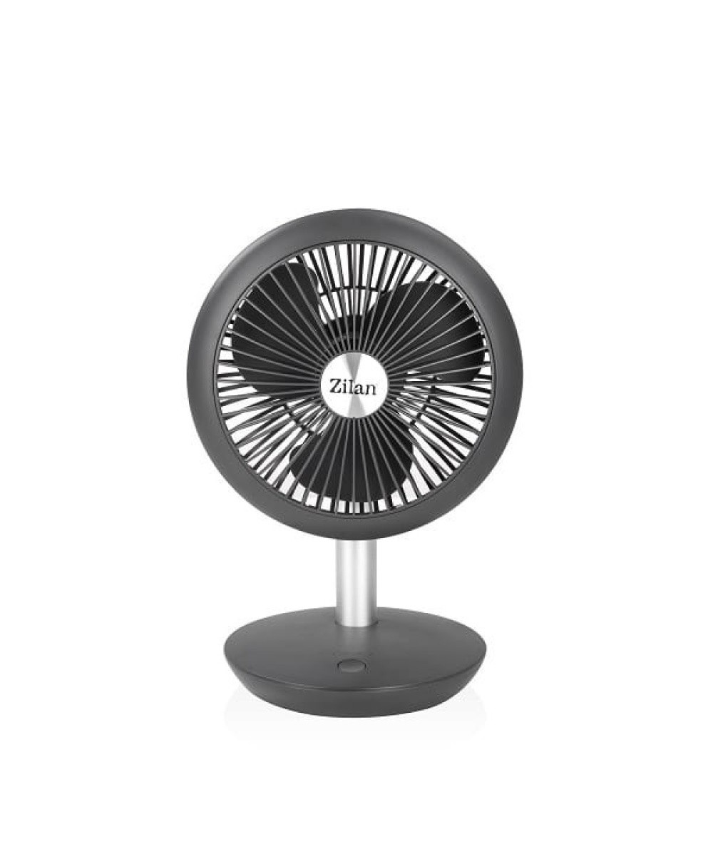 Ventilator portabil reincarcabil, gri incarcare USB, putere 5W, diametru 18 cm, 4 viteze reglabil pe vertical / ZLN 4000