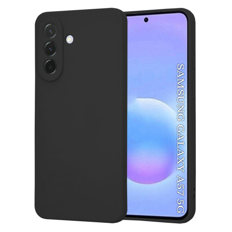 Husa Samsung A57 Luxury Silicone, catifea in interior, protectie camera, neagra