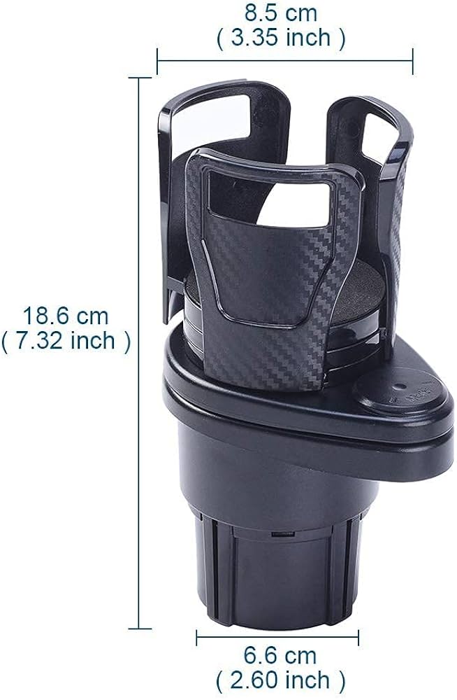 Suport pahar auto 2 in 1, multifunctional, baza rotativa, negru 3