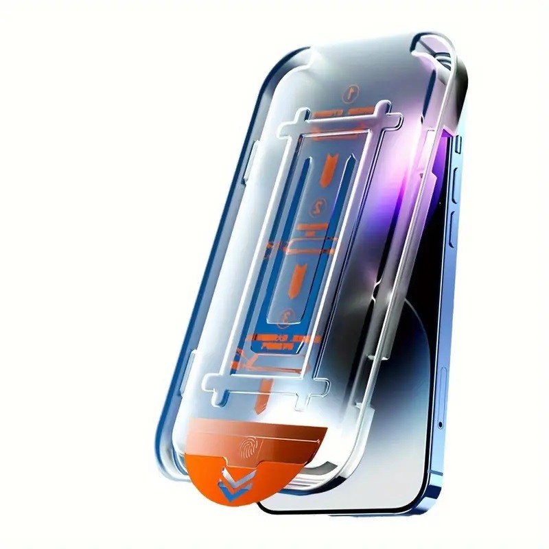 Folie de Protectie cu Instalare Rapida, pentru Apple iPhone 15,Tempered Glass Easy Tool, Full Cover, Protectie Difuzor, HD, Margini Negre, Transparent