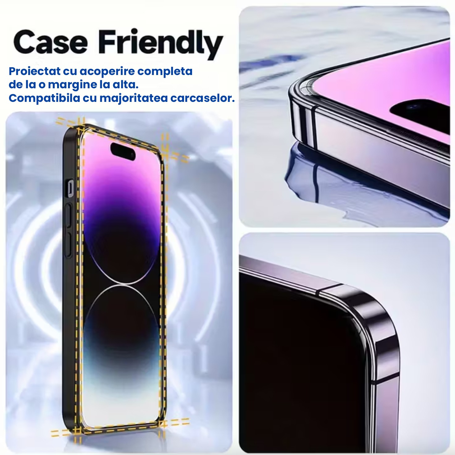 Folie de Protectie pentru Apple iPhone 16 Pro, , Sticla Securizata 3D, High Definition pentru Ecran complet, Anti Zgirieturi, Anti bule, Transparenta 4