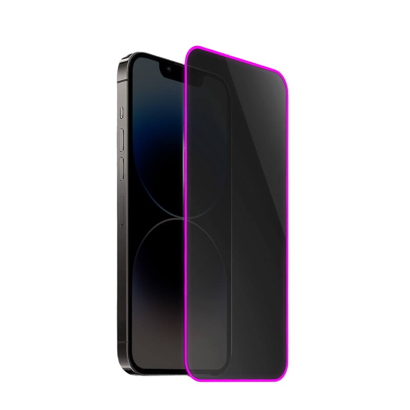 Folie de Sticla Securizata pentru Apple iPhone 15, , Luminous, Margine Fosforescenta Neon din Silicon, Mat, Anti-Amprenta, Protectie Completa, 9H, Violet